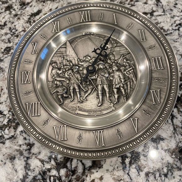 Antique Style Pewter Wall Clock